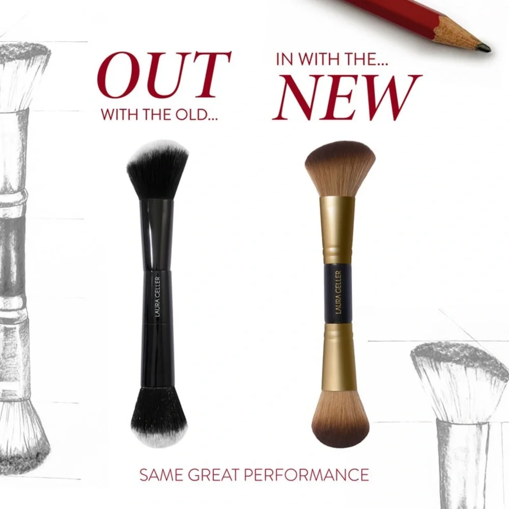 Laura Geller Dual-Ended Blush + Bronzer Brush Cheek Sweep,‎ NEW